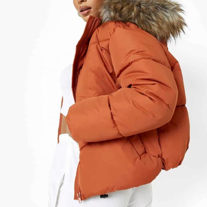 แจ็คเก็ตขนเป็ดสำหรับผู้หญิงแจ็คเก็ตบอมเบอร์มีฮู้ดสำหรับผู้หญิงแจ็คเก็ตบอมเบอร์มีซิปสีทึบสวมใส่ได้ทุกวัน - Product Image 5