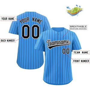 Camiseta de Béisbol Personalizada con Rayas, Transpirable, con Botones, con Nombre y Número Personalizados para Hombres, Mujeres y Jóvenes - Product Image 1