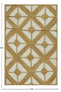 Alfombra de yute estilo rústico para sala de estar, dormitorio y habitación infantil con base antideslizante. - Product Image 3