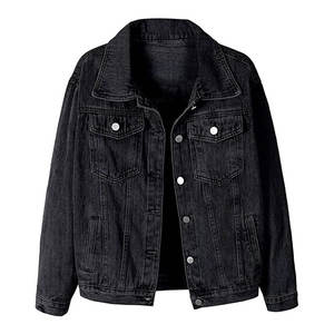 Veste en jean oversize pour femme, vêtement d'extérieur décontracté, veste d'automne et d'hiver, coton, sherpa, col rabattu, écologique, boutonnée - Product Image 1
