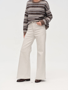 Women's Denim Breathable High Waist Solid Color Simple Soft Comfortable <b>Boot</b> Cut Wide Leg Jeans Regular Fit Stretch Denim - Product Image 3