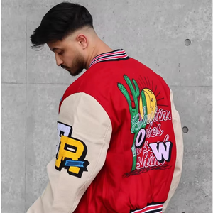 Wholesale <b>Men</b> Leather Sleeve Embroider Patches Varsity <b>Jacket</b> <b>Men</b> Breathable Crew Neck 100% Wool <b>Baseball</b> Varsity <b>Jacket</b> - Product Image 6