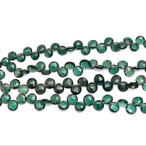 Perles de tourmaline chromée facettées de 10 mm à 12 mm, perles briolette en forme de pièce de monnaie, quartz hydrocoloré naturel, pierres semi-précieuses, perles en vrac pour bijoux - Product Image 2