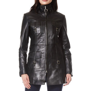 Hermosa Chaqueta de Cuero de Cordero Auténtico Estilo Gótico Negro para Mujer, Diseño Vintage 2026 - Product Image 1