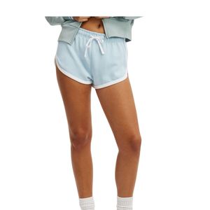 Shorts de détente en coton bleu clair pour femmes, shorts décontractés d'été, taille à cordon, coupe ample, shorts de sport pour la gym et le fitness, OEM ODM - Product Image 1