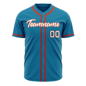 Chemise de baseball personnalisée pour jeunes par sublimation, nom d'équipe 00, bleu, polyester respirant, boutonnée, manches courtes, vêtements de sport pour adultes - Product Image 3