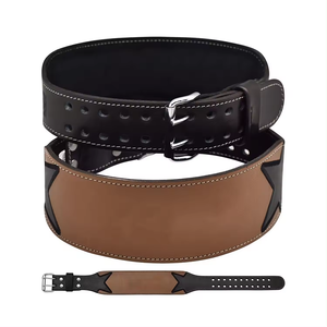 Ceinture de musculation jaune en cuir véritable rembourrée avec boucle à double ardillon, soutien lombaire pour l'entraînement, vente chaude - Product Image 3