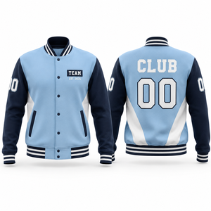 Veste universitaire en polaire marine pour homme MEGAMAPLE, logo d'équipe brodé, coque 100 % polyester durable, fermeture à enfiler, style preppy - Product Image 1