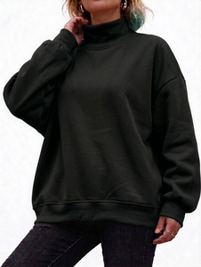 Sweat-shirt oversize pour femme de qualité supérieure, col montant, uni, 100% coton, coupe ample, style esthétique, nouveau style streetwear, hiver - Product Image 6