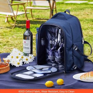 Borsa zaino per 2 persone all'aperto con stoviglie da campeggio per picnic e campeggi - Product Image 3