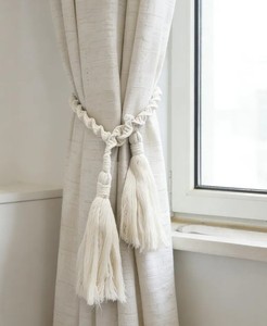 Boho Macrame Curtain <b>Tiebacks</b> | Handmade Cotton Rope Curtain Holdbacks | Tassel Window Decor - Product Image 3