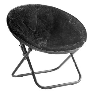 Fauteuil d'appoint en fausse fourrure avec accoudoirs, structure noire, design rembourré, pour hôtel ou usage de loisirs - Product Image 1