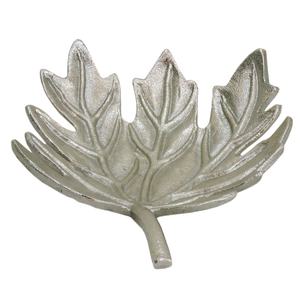 Plateau de service à feuilles en aluminium argenté de haute qualité, fait à la main, vaisselle en métal écologique décorative élégante pour la maison ou l'hôtel - Product Image 1
