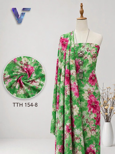 Tissu en mousseline imprimé floral respirant 60GSM TTH 154-2 léger tissé 100% polyester 58/60 pouces pour vêtements de sari féminin et tenues latines - Product Image 4