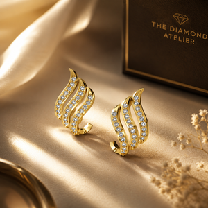 Boucles d'oreilles clous tendance pour femme en or massif 14 carats avec diamants naturels, design de luxe, idéales pour un cadeau d'anniversaire, de fiançailles ou de mariage - Product Image 6
