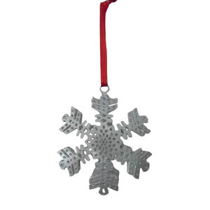 Juego de 3 Adornos Colgantes de Metal Ecológicos de Tamaño Mediano, Plateado en Peltre, Hechos a Mano, Decoración de Pared para el Hogar y Decoración Navideña - Product Image 5