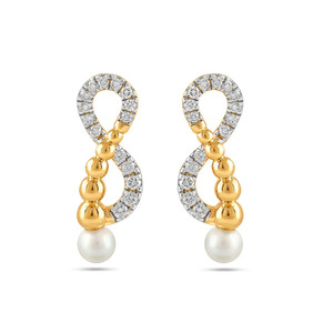 Golden White Stone <b>Infinity</b> Drop <b>Earrings</b> - Product Image 3