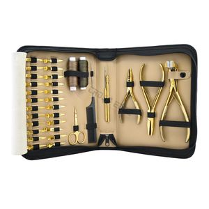 Hair Extension Application Kit with Tape Sealing Pliers Micro <b>Ring</b> Tool Hook Needle Threader Tail Comb <b>Clips</b> and Scissors - Product Image 1