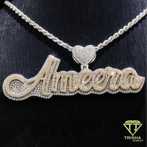 จี้เพชรเลี้ยงในห้องปฏิบัติการแบบกำหนดเอง ดีไซน์ตัวอักษรประกายระยิบระยับ สง่างาม เป็นเอกลักษณ์เฉพาะตัว เครื่องประดับแฟชั่นฮิปฮอป สำหรับขายส่ง - Product Image 6