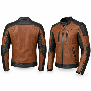 Veste de moto en cuir urbaine X Sports City Signature |   Noir Brun Bourgogne Teal |   Fabricant OEM ODM |   Qualité supérieure | - Product Image 3