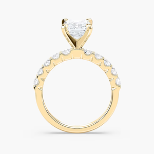 Anillo de Compromiso con Diamante Cultivado en Laboratorio, Corte Esmeralda, 2.50 CTW, Certificado IGI, Oro Sólido de 14K, Banda Pavé, Anillo de Novia Solitario para Mujer - Product Image 5