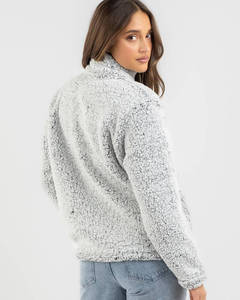 Sudadera de forro polar borg cómoda para mujer con cremallera de un cuarto, ropa al por mayor, sudaderas con capucha para mujer - Product Image 2