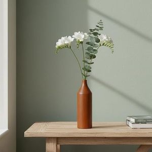 Modern Wooden Tabletop <b>Vase</b> Round <b>Small</b> Decorative Flower Holder for Home Wedding Desktop Decor - Product Image 1