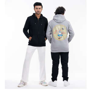 Sweat à capuche zippé imprimé en tissu polaire de haute qualité, confortable et éco-responsable, avec logo et poche sur le devant, pour homme, idéal pour l'hiver - Product Image 3