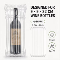 AIR-DFLY OEM Sac gonflable personnalisé en colonne d'air en forme de Q à 7 colonnes pour bouteille de vin rouge 65um Emballage de protection antichoc