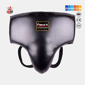 OMIKA INTERNATIONAL Protège-entrejambe de boxe professionnel unisexe - Protection en cuir résistant aux chocs pour MMA, mousse haute densité, logo personnalisé - Product Image 1