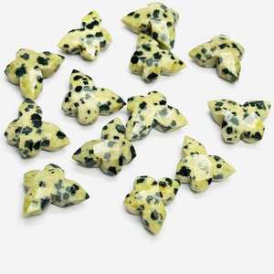 Perles de pierre précieuse Jaspe Dalmatien Papillon, 14 mm, facettées, sculptées à la main, pour bijoux femme, vente en gros, très demandées - Product Image 2