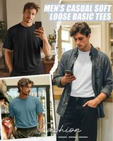 Nouveau style T-shirt en toile pour homme 100 % coton, col rond, manches courtes, style preppy, couleur unie, séchage rapide, respirant, écologique, coupe ample