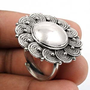 Latest Design Flower Pattern Statement <b>Ring</b> Crafted From 925 Solid Sterling Silver Handmade Bohemian Jewelry At Cheapest Price - Product Image 2