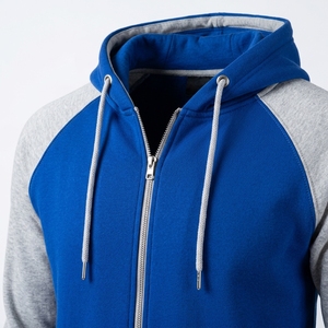 Sweat à capuche zippé bicolore pour homme, panneaux contrastés, style urbain décontracté, vente en gros, fabricant de marques privées, marché américain - Product Image 6