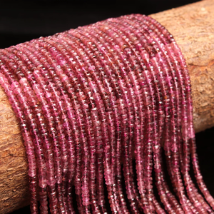 Cuentas Rondelle facetadas de turmalina Rosa Natural, cuentas de turmalina rosa de 3-3,5mm para joyería - Product Image 2