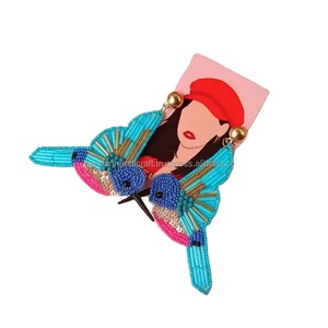 Mode en gros fait à la main perles de rocaille boucles d'oreilles femmes filles mignon fête porter perles diamants inspiré numéro motif inde - Product Image 1