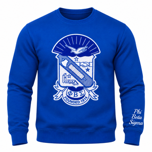Sudadera de Cuello Redondo para Hombre, Color Azul Rey, con Escudo Bordado de Phi Beta Sigma 1914, Manga Larga, Forro Polar, Informal, para Invierno - Product Image 3