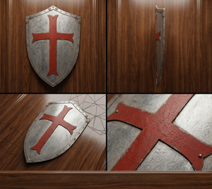 Escudo de Caballero Templario Medieval, Calibre 18, Plateado, Pulido, Cruz Roja en Relieve 3D, Acero Pintado, Armadura de Hierro Hecha a Mano - Product Image 5