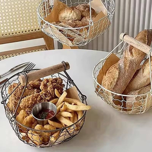 Nueva Cesta de Almacenamiento de Alambre Metálico Ovalada Cromada, Contenedores para Servir en Restaurantes de Comida Rápida, para Sándwiches, Pan, Frutas, Hot Dogs, Color Plateado - Product Image 5