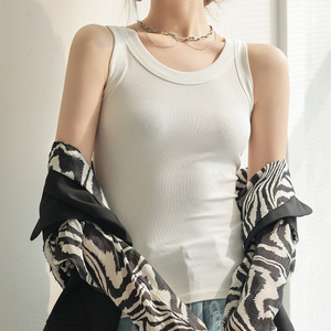 Women's Summer Sleeveless Casual Camisole Slim Knit Ribbed Tank <b>Tops</b> Racerback Polyester Sublimation Shirt - Product Image 5