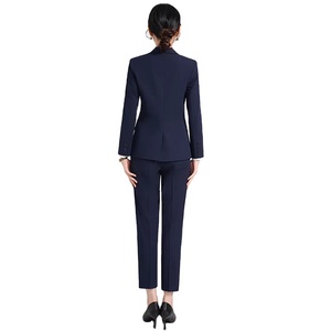 Costume professionnel sur mesure pour femme, blazer long de couleur unie, deux pièces, à bouton unique, respirant, viscose et polyester - Product Image 3