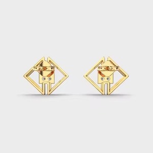Yellow Gold Manufactured Luxury Moissanite Round Cut Diamond <b>Earrings</b> for Women Certified Sustainable Fine Available For Sale - Product Image 4