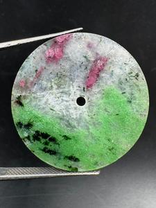 A K <b>Gems</b> pink and Green Ruby Zoisite Watch Dial 28.5 mm One Sided Polished <b>Face</b> 0.7mm Thick Center Hole 2 mm Model Dial-10 - Product Image 4