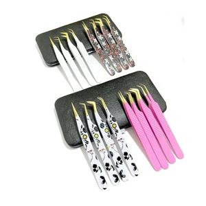 Pinces à épiler droites et courbes en gros pour extensions de cils, pinces à épiler en acier inoxydable pour le maquillage avec étui - Product Image 5