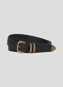 Ceinture décontractée en cuir de vachette style vieilli avec boucle à ardillon, largeur 35 mm, motif rayé - Vente en gros par Divine International - Product Image 5