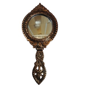 Vintage Ornate <b>Handheld</b> <b>Mirror</b> Antique Bronze Baroque Style Vanity Makeup <b>Mirror</b> with Floral Embossed Handle for Home Decor - Product Image 1