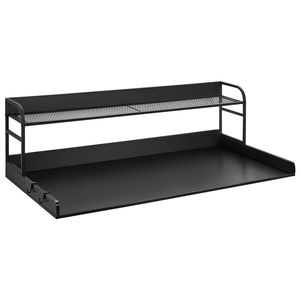Piano di Lavoro in Legno Antiscivolo 137 x 69 cm con Scaffale a 2 Livelli, Unità di Scaffalatura Resistente all'Acqua per Lavatrice e Asciugatrice - Product Image 3