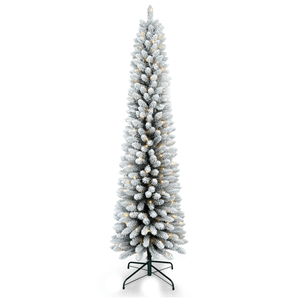 Albero di Natale Artificiale Innevato da 1,5 m con 263 Rami in PVC e 100 LED Bianco Caldo, Base Pieghevole, Decorazioni Natalizie da Interno - Product Image 1