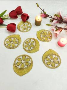 Handmade Beaded Half Cut Lemon Coasters - Product Image 2