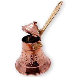 Nouvelle cafetière turque en cuivre avec couvercle, motif floral gravé, forme ronde, cafetière traditionnelle - Product Image 1